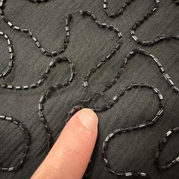 Vintage Sequin Beaded Top Large Black Purple Green Mardi Gras 1990s Shirt Fancy - Picture 8 of 10